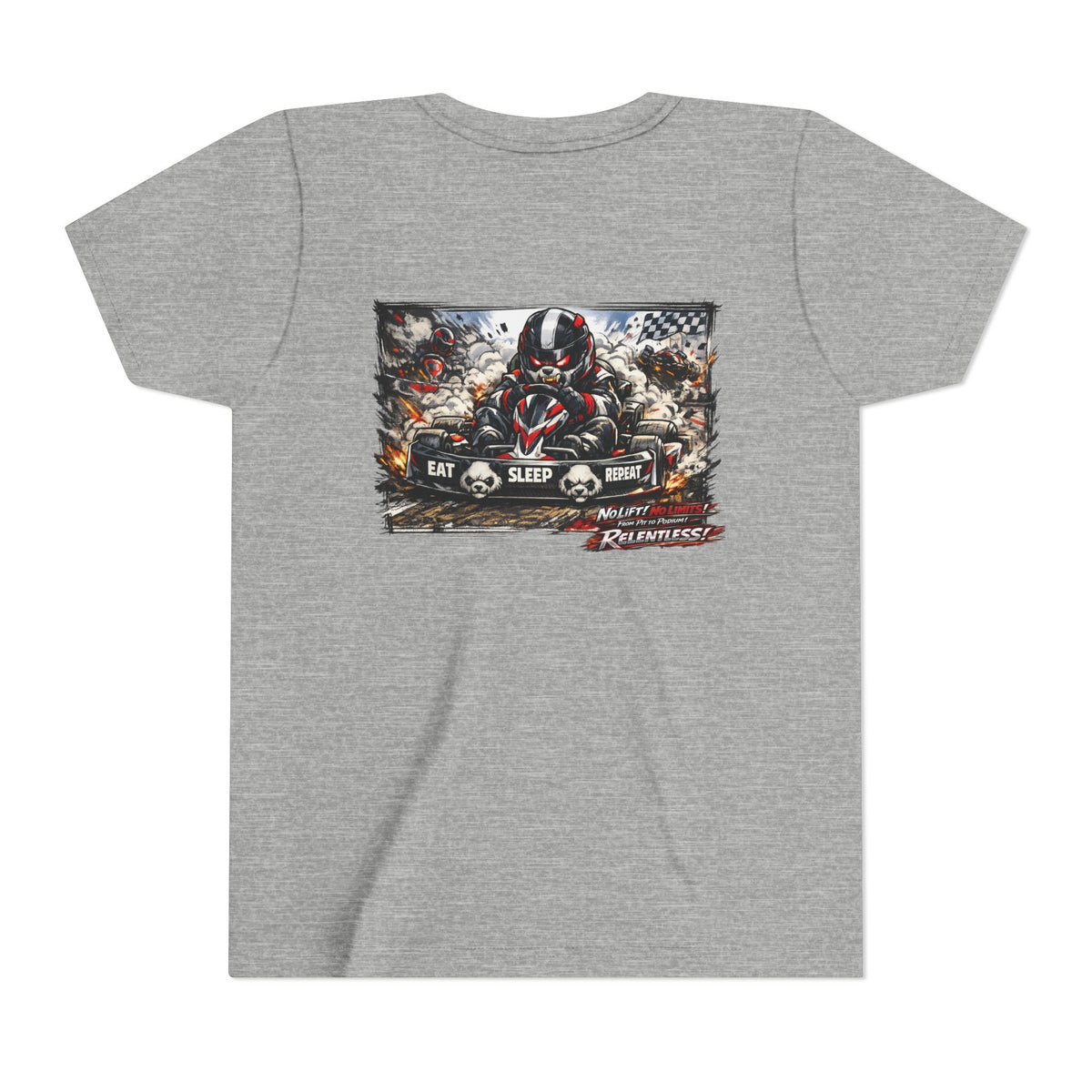 Youth Tee — Eat. Sleep. Race. Repeat. Panda Kart Racing Tee