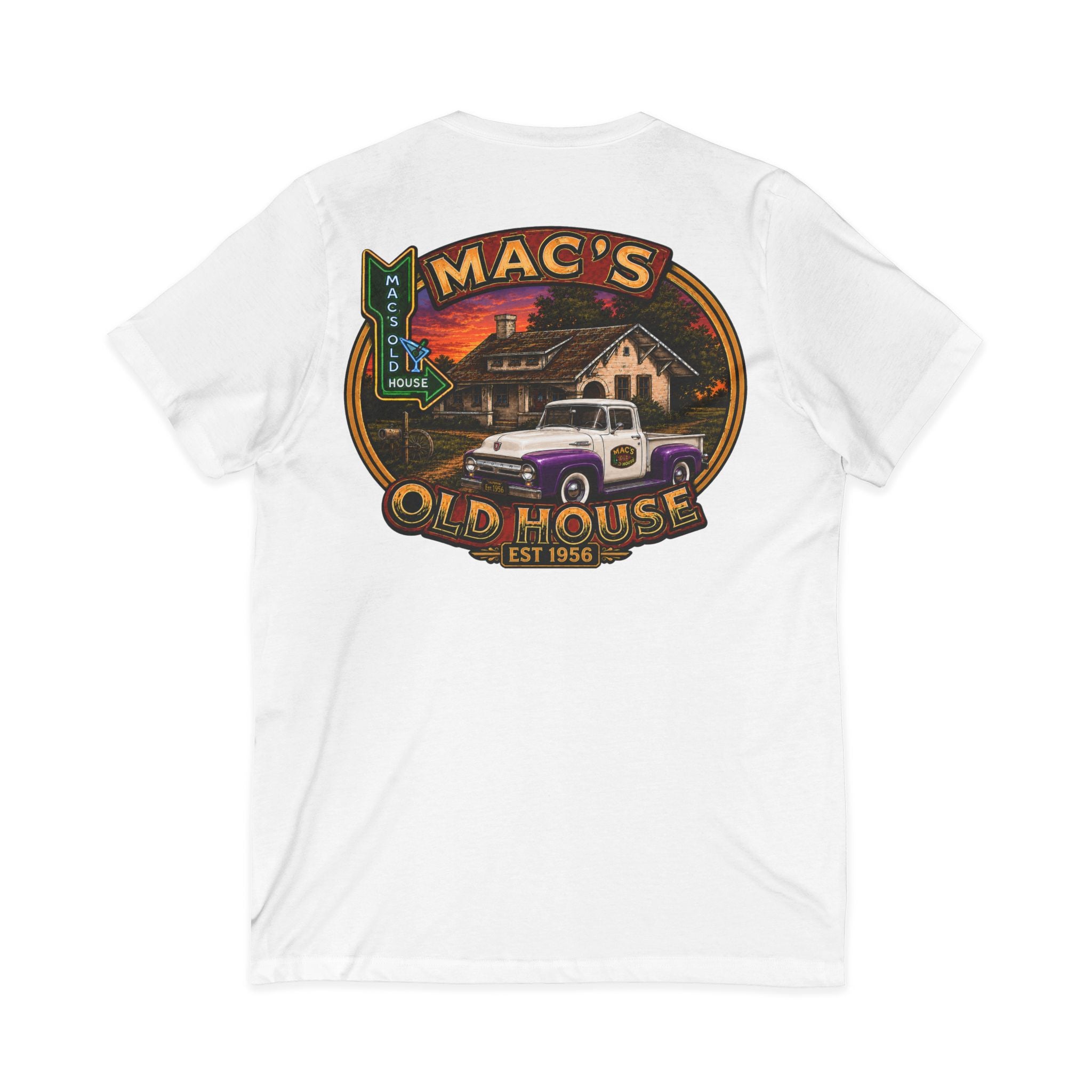 Mac’s Old House Vintage Truck V-Neck Tee