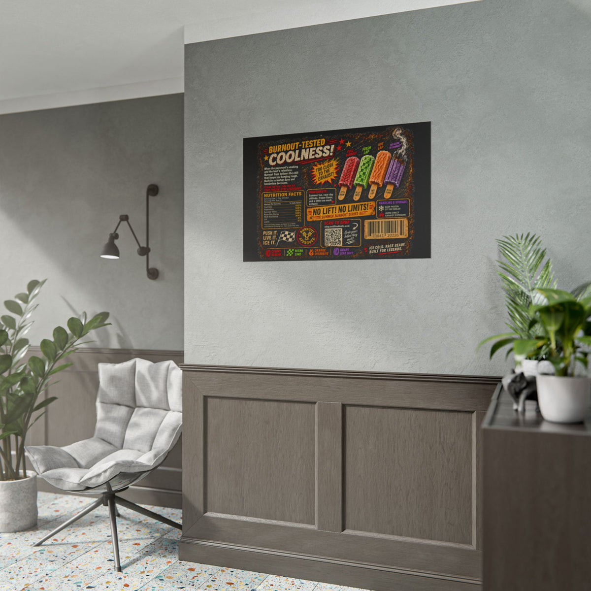 Rolled Poster — Retro 'Burnout-Tested Coolness' Popsicle Label Art