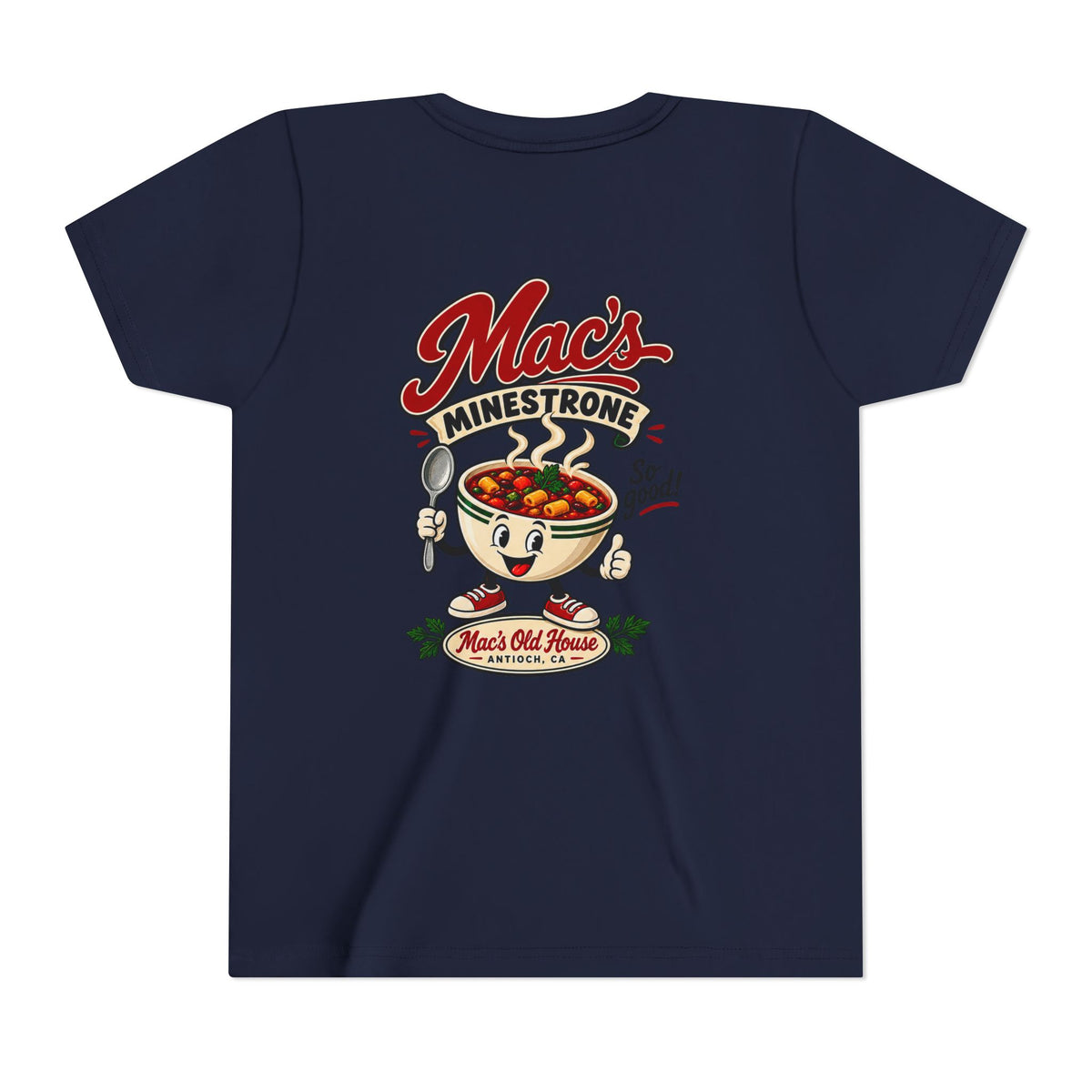 Youth Tee — "Mac's Minestrone" Retro Soup Logo