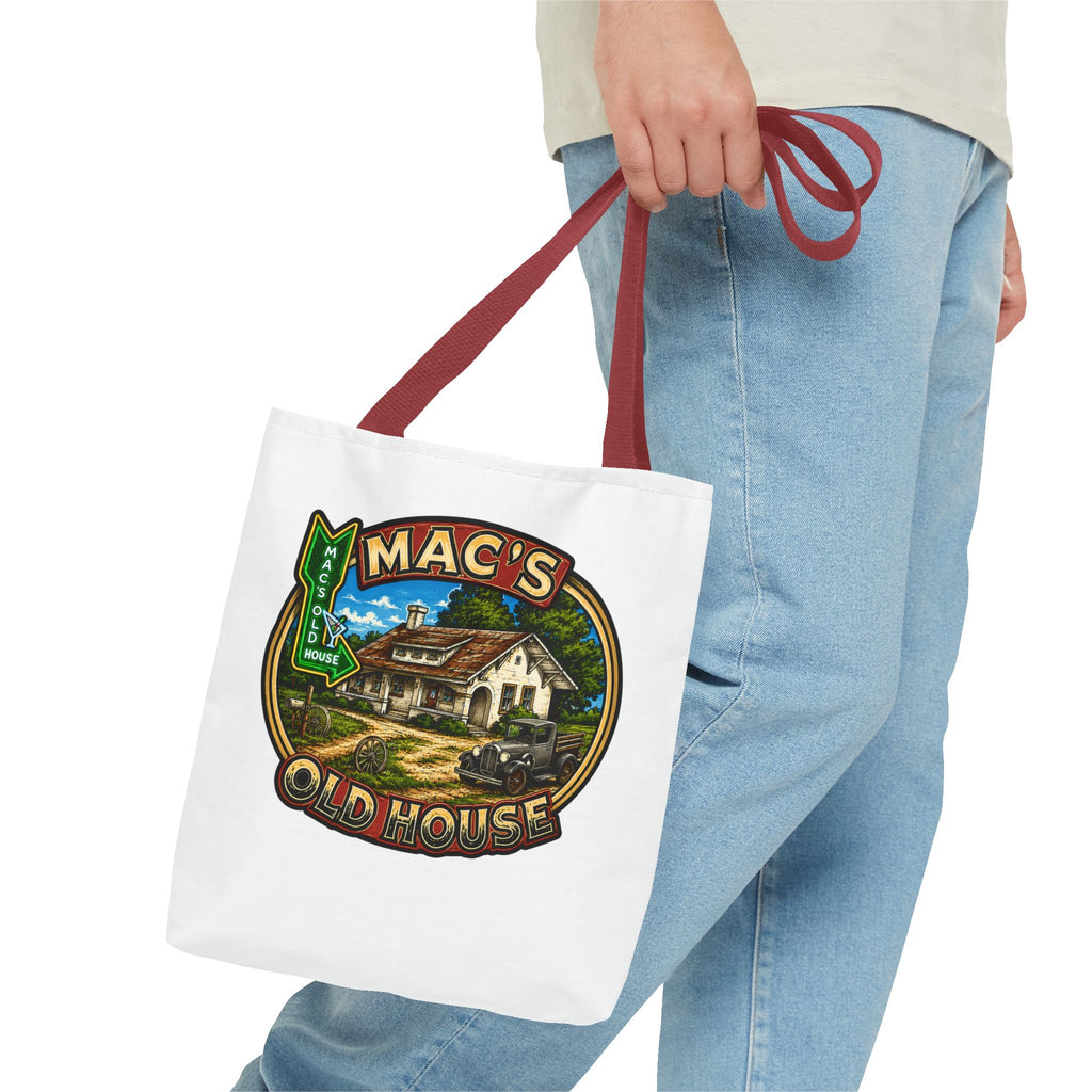 Mac's Old House Tote Bag — Vintage Route 66 Retro Diner Beach Town Carryall