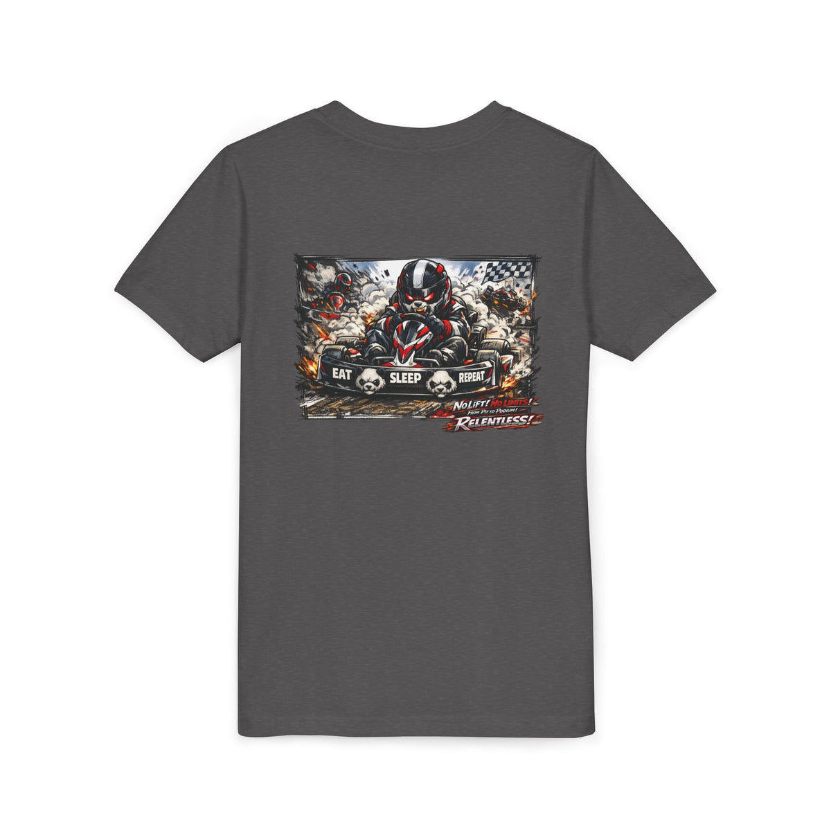 Youth Tee — Eat. Sleep. Race. Repeat. Panda Kart Racing Tee