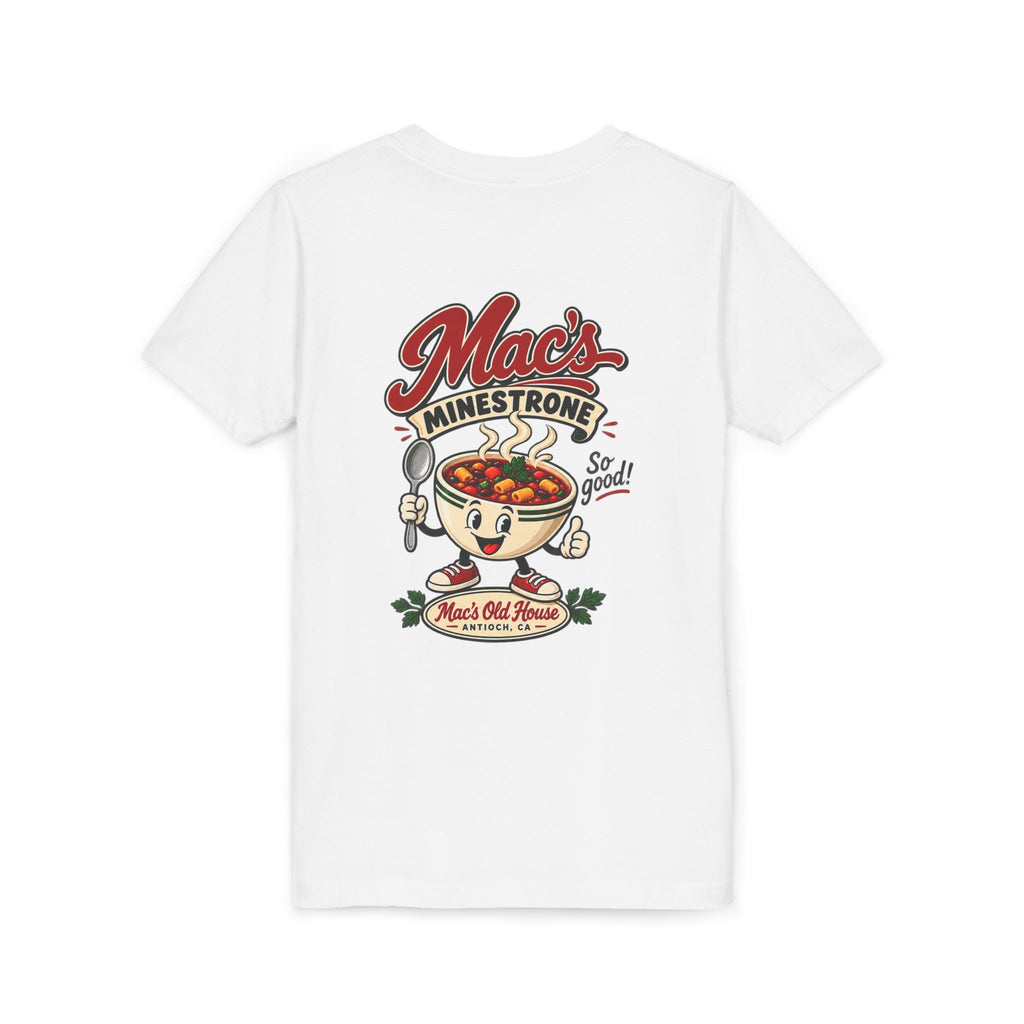 Youth Tee — "Mac's Minestrone" Retro Soup Logo