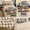 Kids Racing Cotton Bed Set – "Every Racer Starts with a First Lap" Paw Patrol-Style Duvet