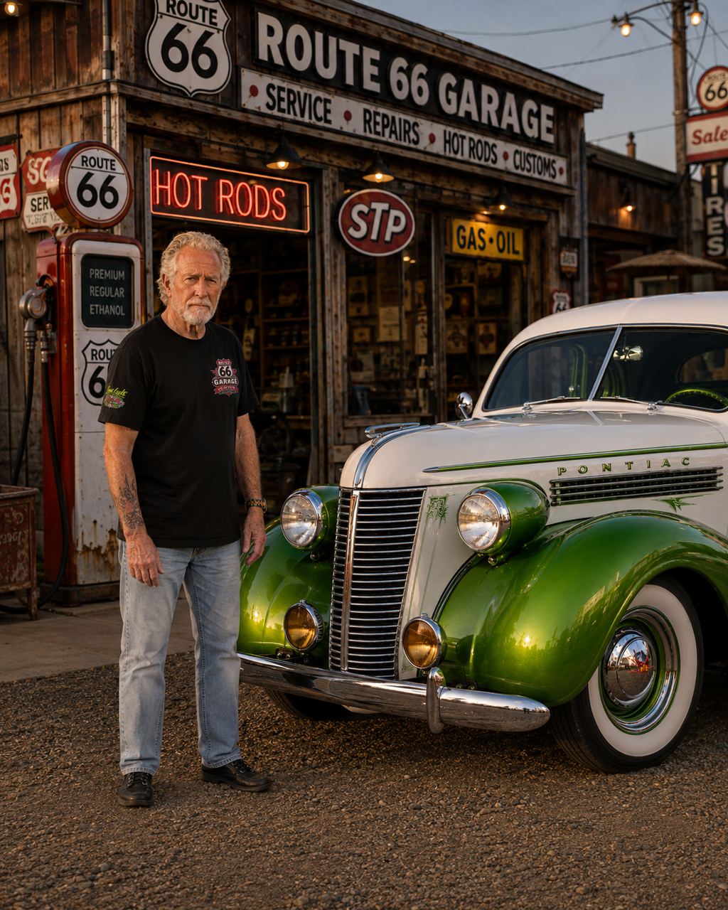Classic Car T-Shirt – Get Your Kicks Route 66 Graphic Tee | Route 66 Garage