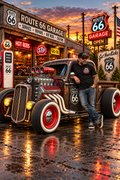 Rat Rod Truck T-Shirt – Supercharged V8 Hot Rod Graphic Tee | Route 66 Garage