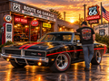 Classic Mopar Muscle Car T-Shirt – Black & Red R/T Graphic Tee | Route 66 Garage