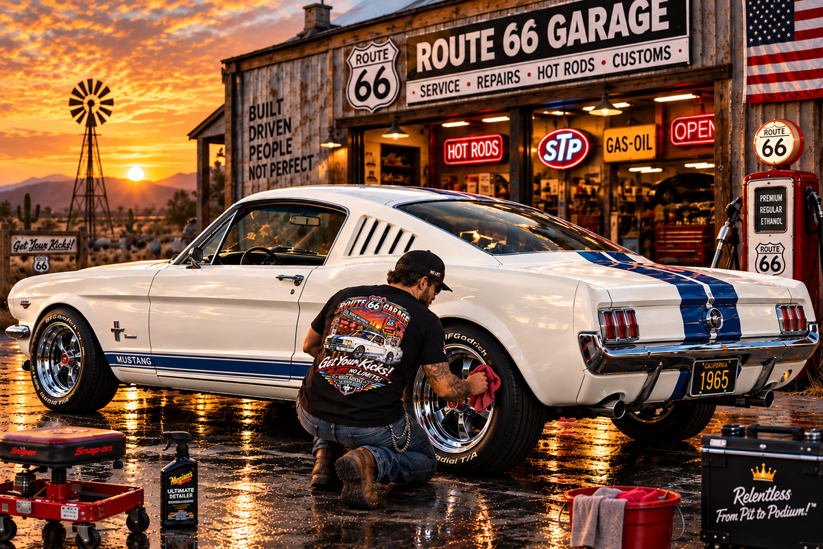 Route 66 Garage — White Knuckle ’65 Tee