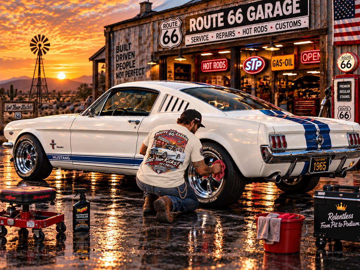 Route 66 Garage — White Knuckle ’65 Tee