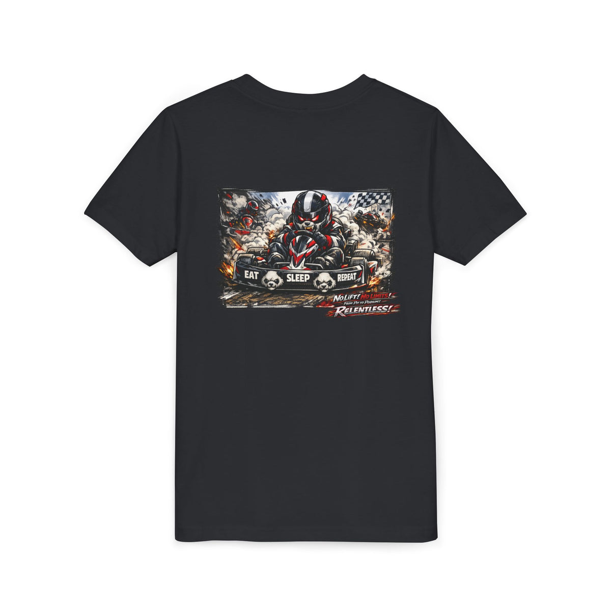 Youth Tee — Eat. Sleep. Race. Repeat. Panda Kart Racing Tee