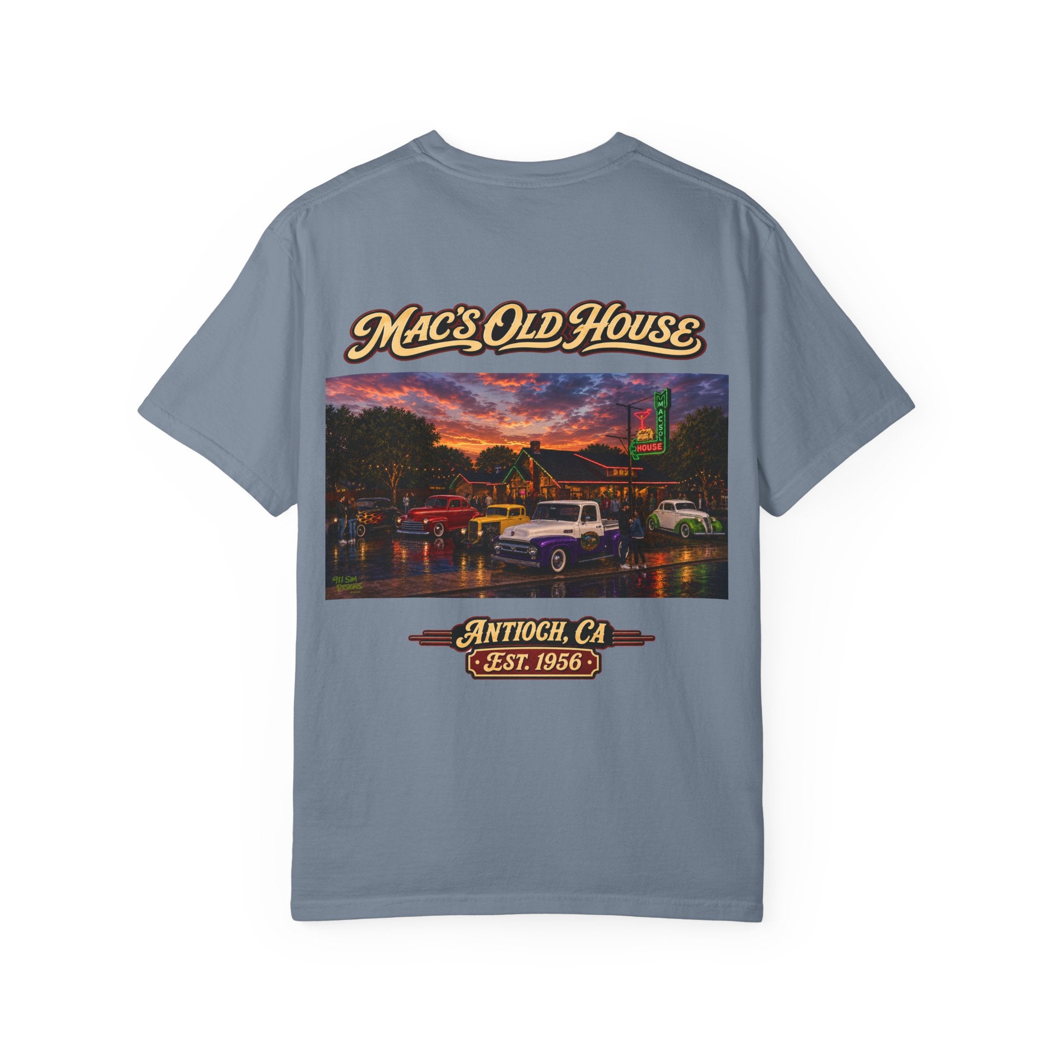 Mac's Old House Antioch CA Vintage T-Shirt — Retro Diner Night Scene (Est. 1956)