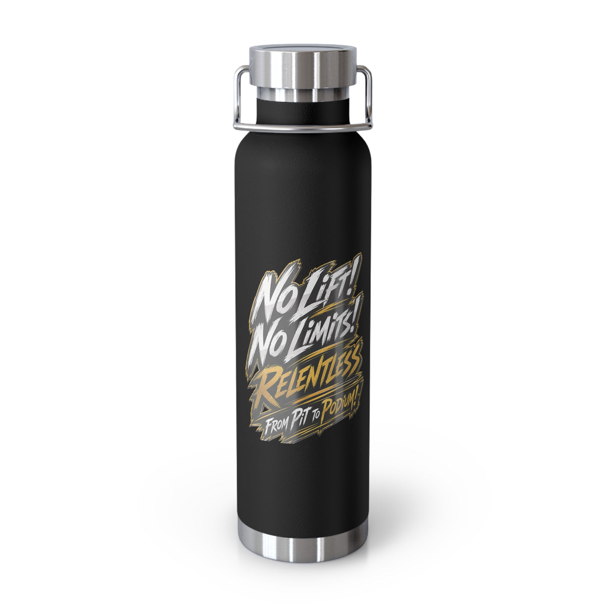 22oz Insulated Water Bottle — “No Limits, Relentless” Motivational Sport Bottle