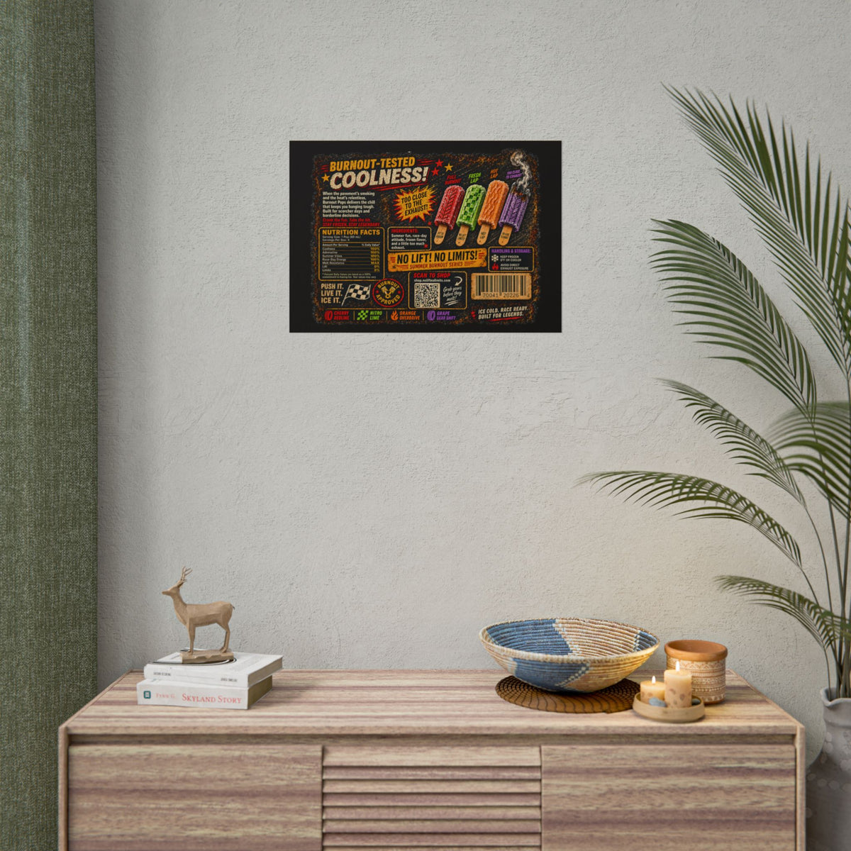 Rolled Poster — Retro 'Burnout-Tested Coolness' Popsicle Label Art
