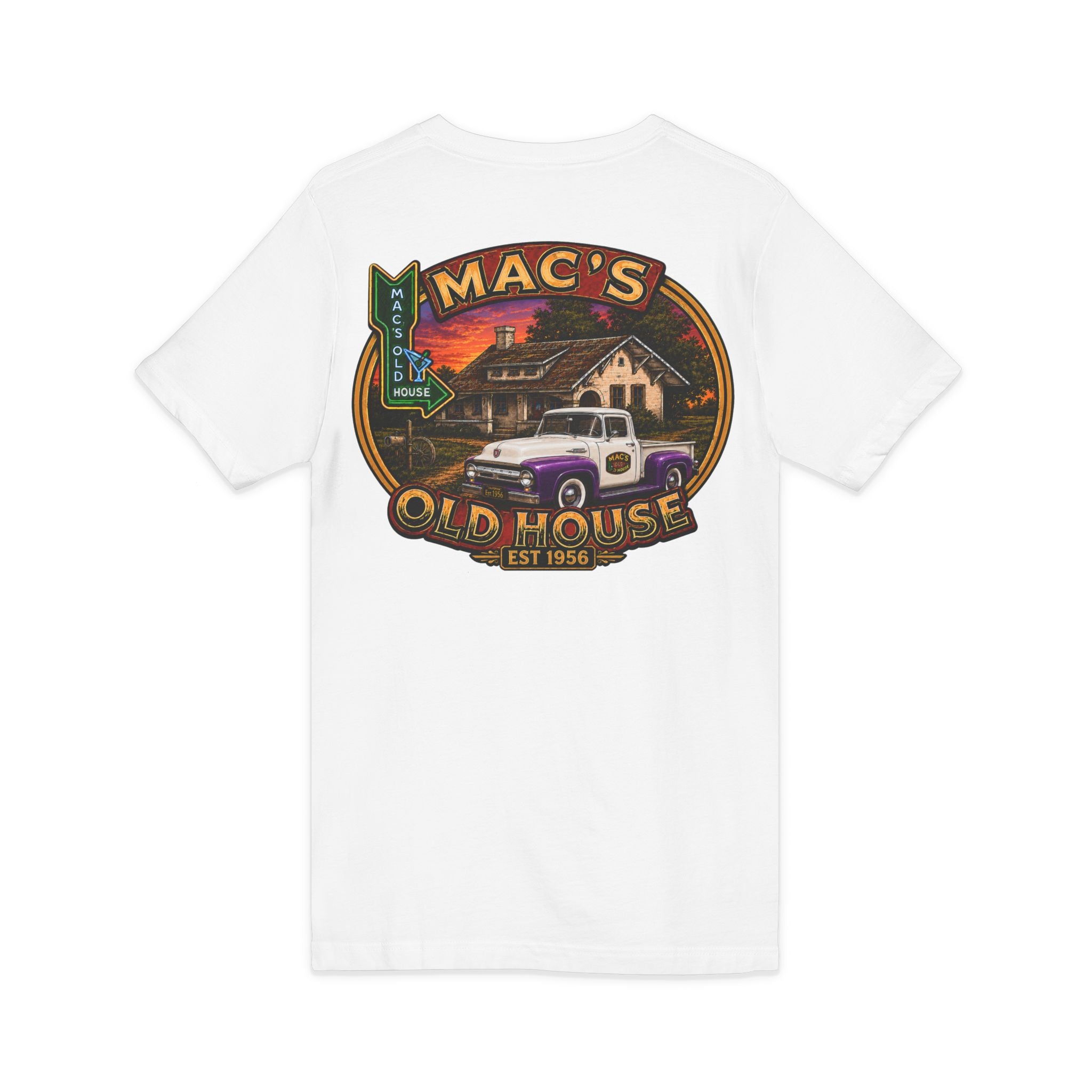 Mac’s Old House Vintage Truck V-Neck Tee