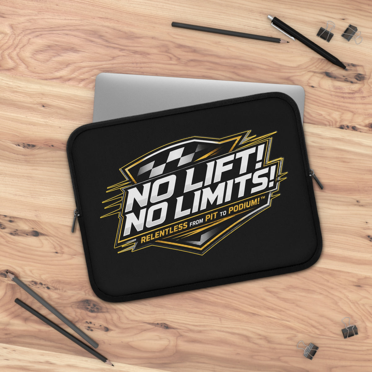 No Lift! No Limits! Racing Logo Laptop Sleeve — Motorsport Protective Case