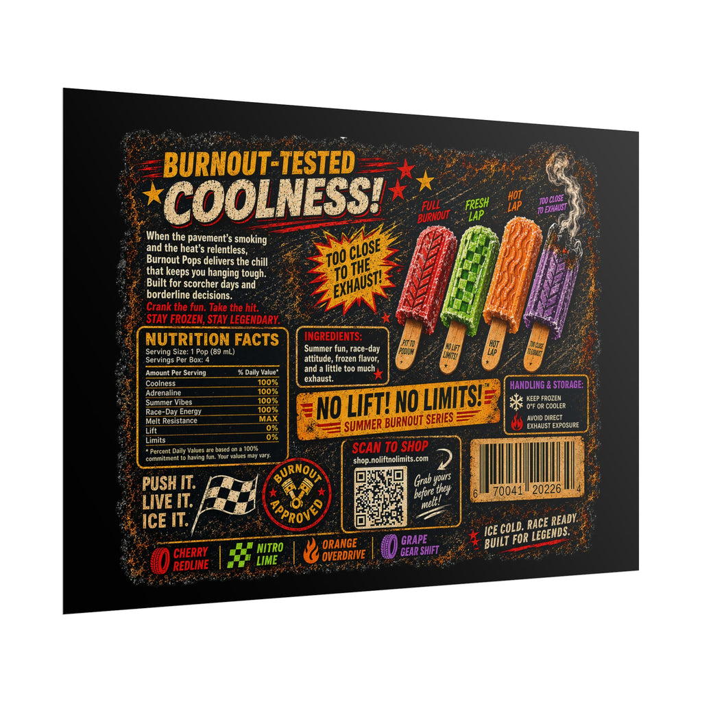 Rolled Poster — Retro 'Burnout-Tested Coolness' Popsicle Label Art