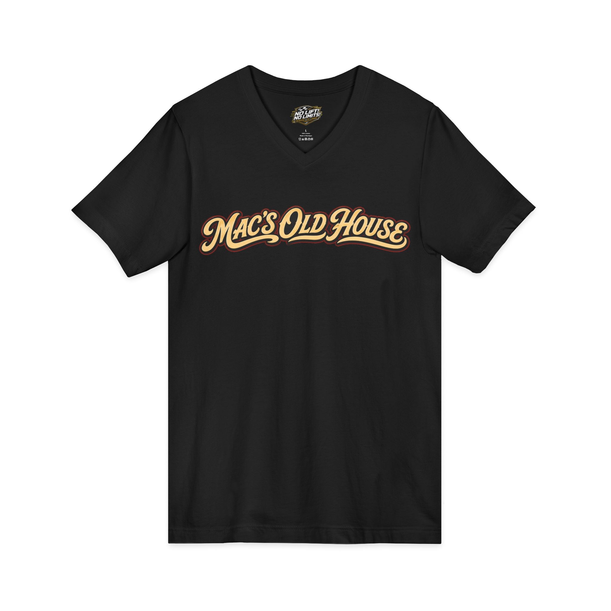 Mac's Old House V-Neck Tee — Retro Diner & Classic Cars Graphic Shirt