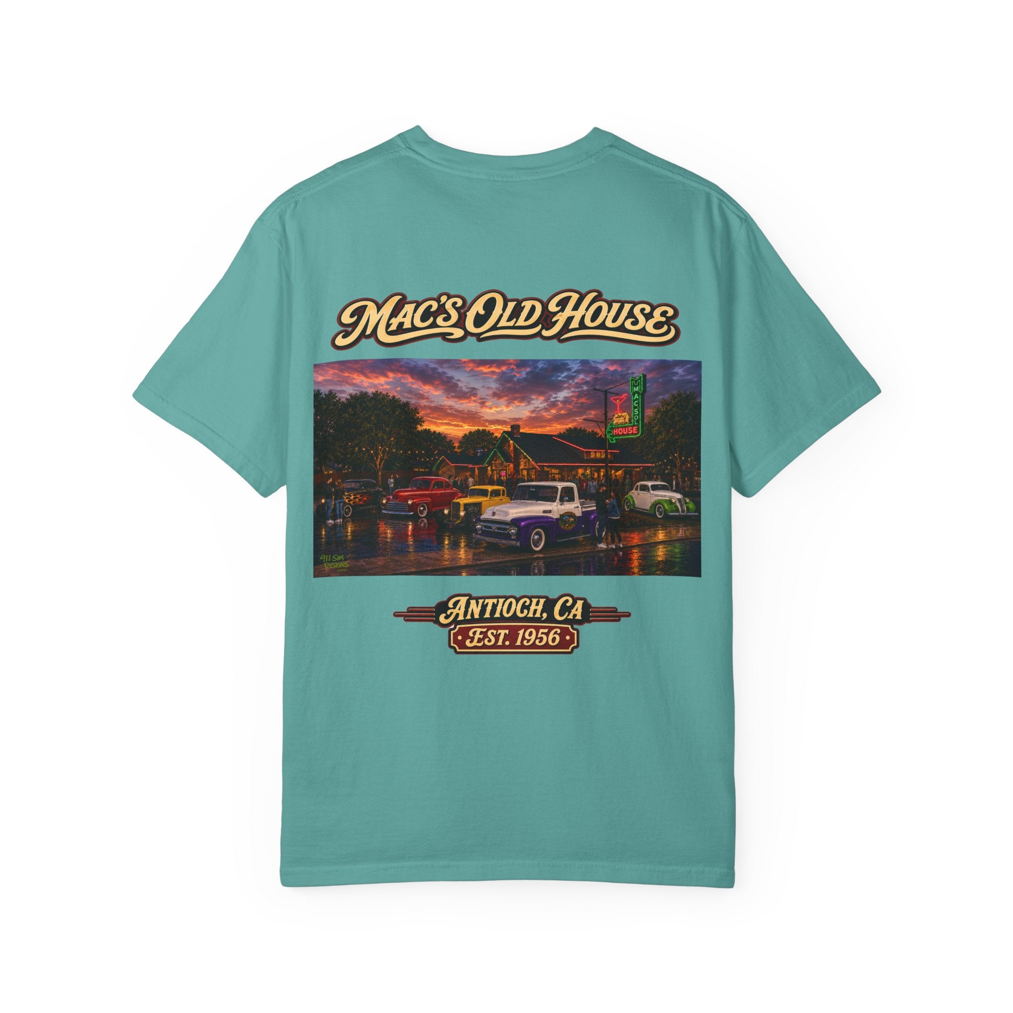 Mac's Old House Antioch CA Vintage T-Shirt — Retro Diner Night Scene (Est. 1956)