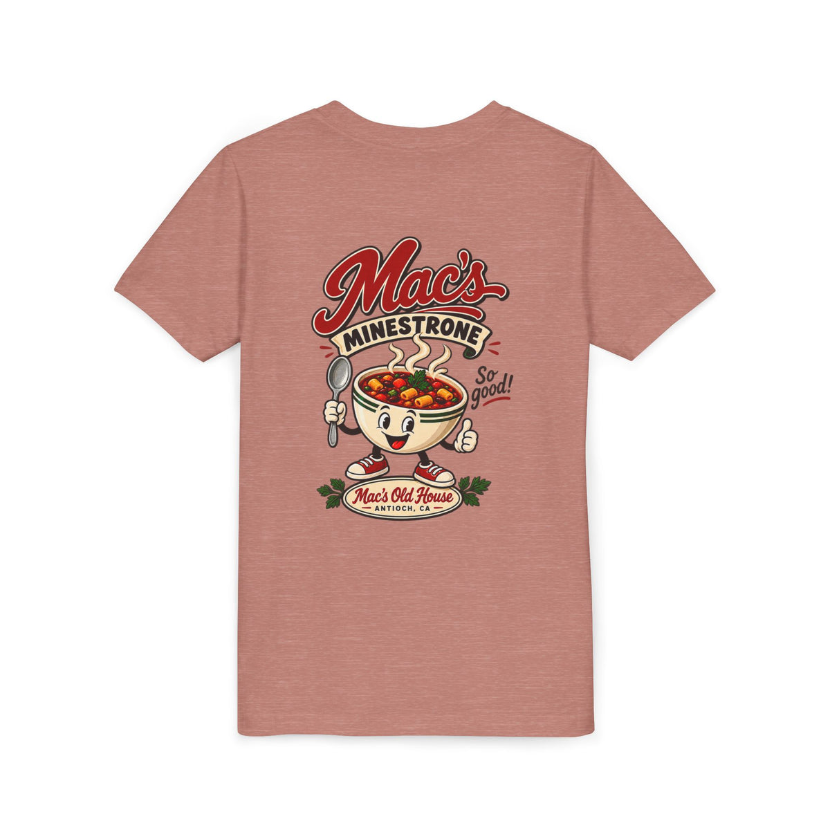 Youth Tee — "Mac's Minestrone" Retro Soup Logo