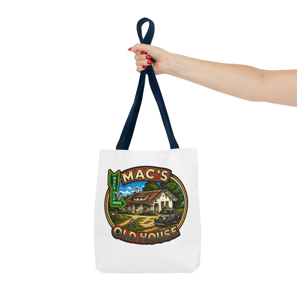 Mac's Old House Tote Bag — Vintage Route 66 Retro Diner Beach Town Carryall