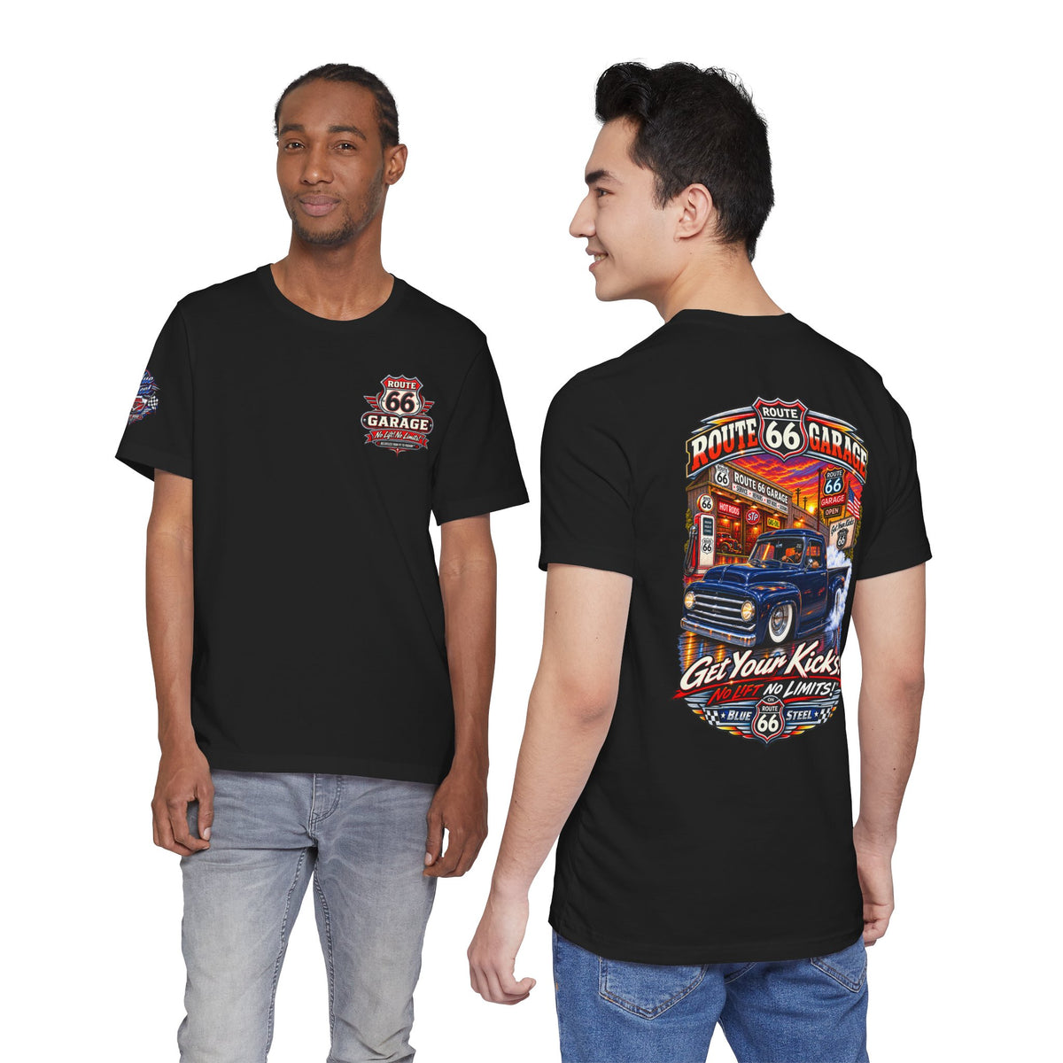 Vintage Pickup Truck T-Shirt – Blue Steel Classic Truck Graphic Tee | Route 66 Garage