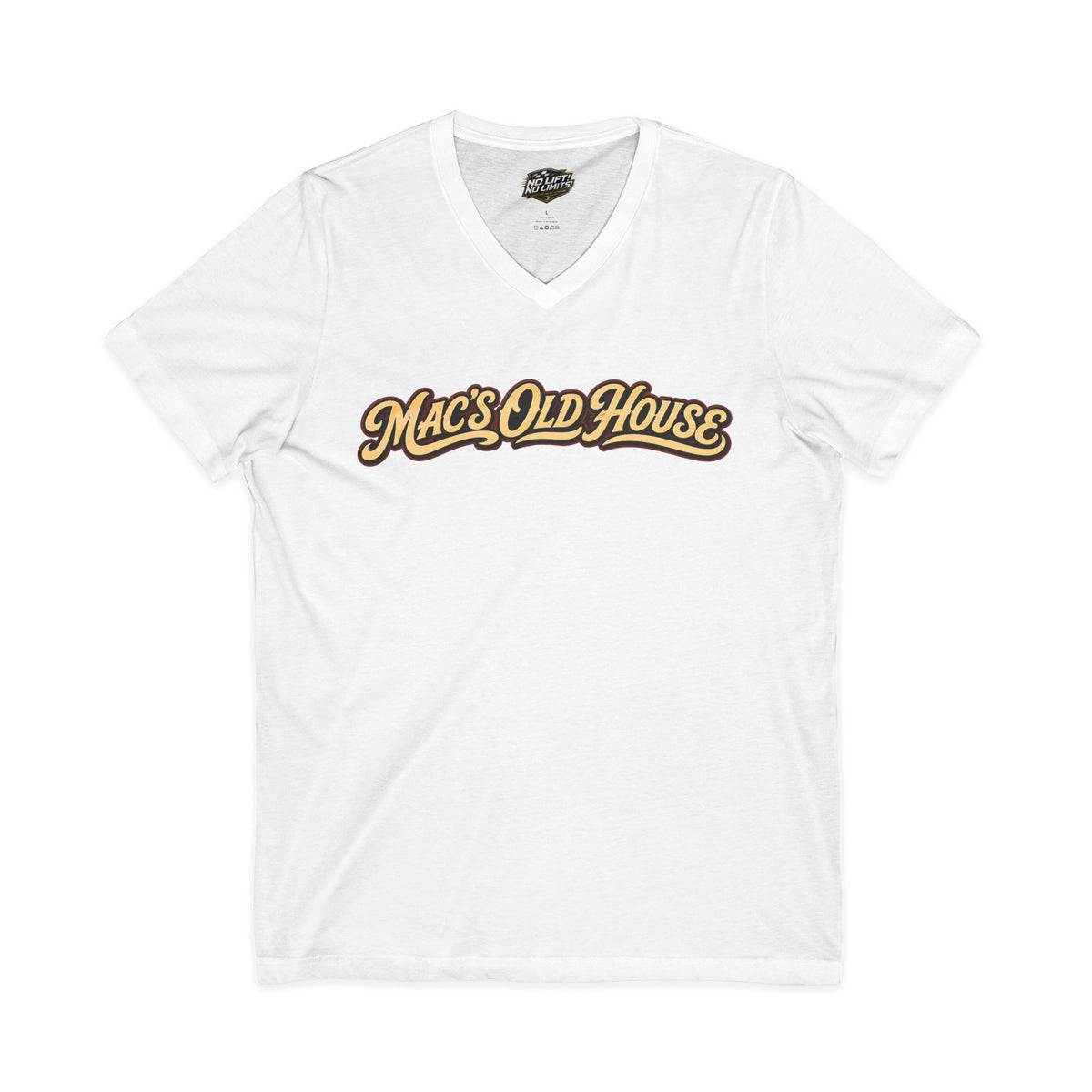 Mac's Old House V-Neck Tee — Retro Diner & Classic Cars Graphic Shirt