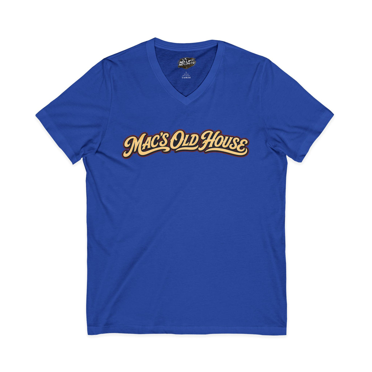 Mac's Old House V-Neck Tee — Retro Diner & Classic Cars Graphic Shirt