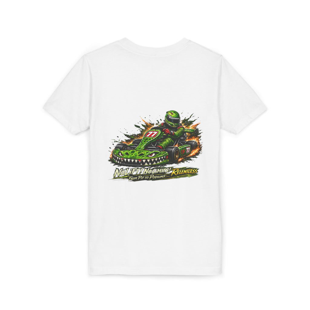 Youth Tee — "No Lift, No Limits" Green Go-Kart Racing Graphic