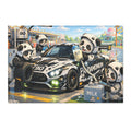 Panda Pit Crew Area Rug — Cute Racing Scene Floor Mat