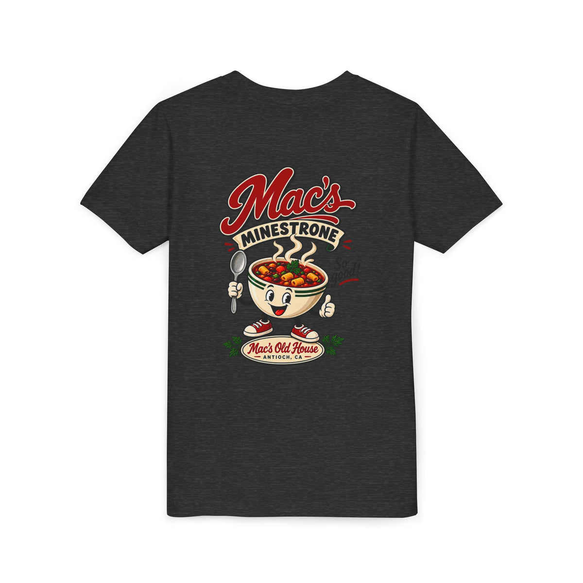 Youth Tee — "Mac's Minestrone" Retro Soup Logo