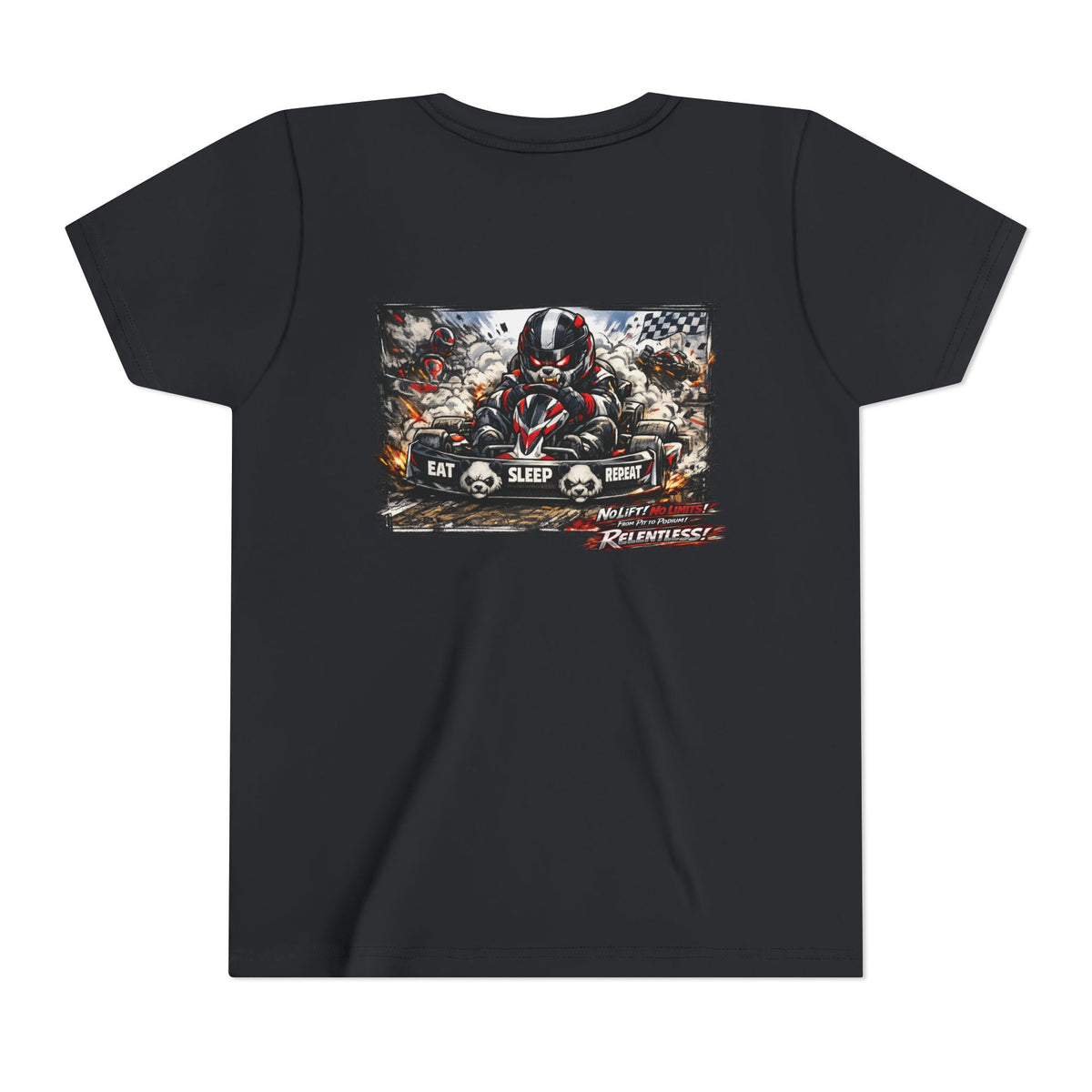 Youth Tee — Eat. Sleep. Race. Repeat. Panda Kart Racing Tee