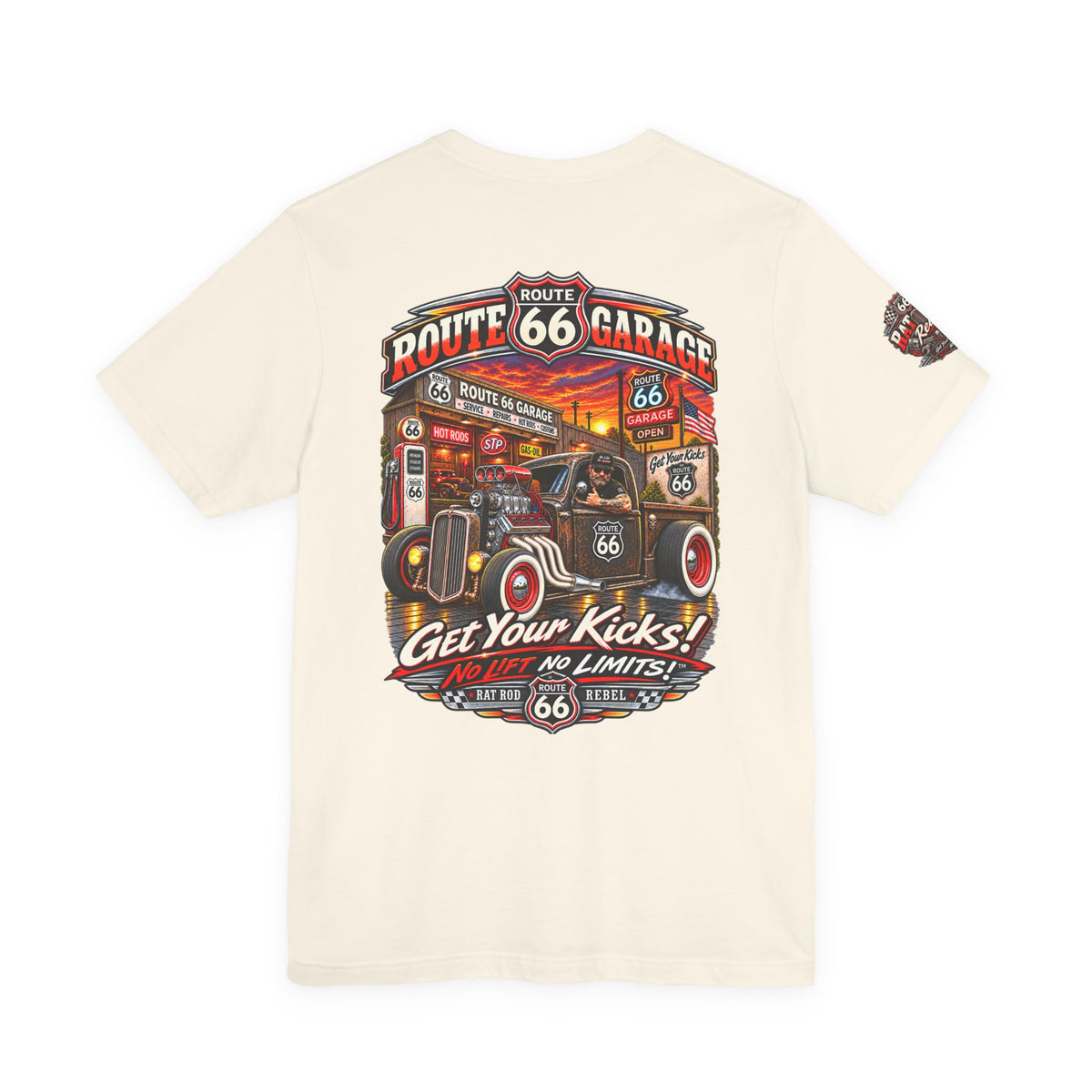 Rat Rod Truck T-Shirt – Supercharged V8 Hot Rod Graphic Tee | Route 66 Garage