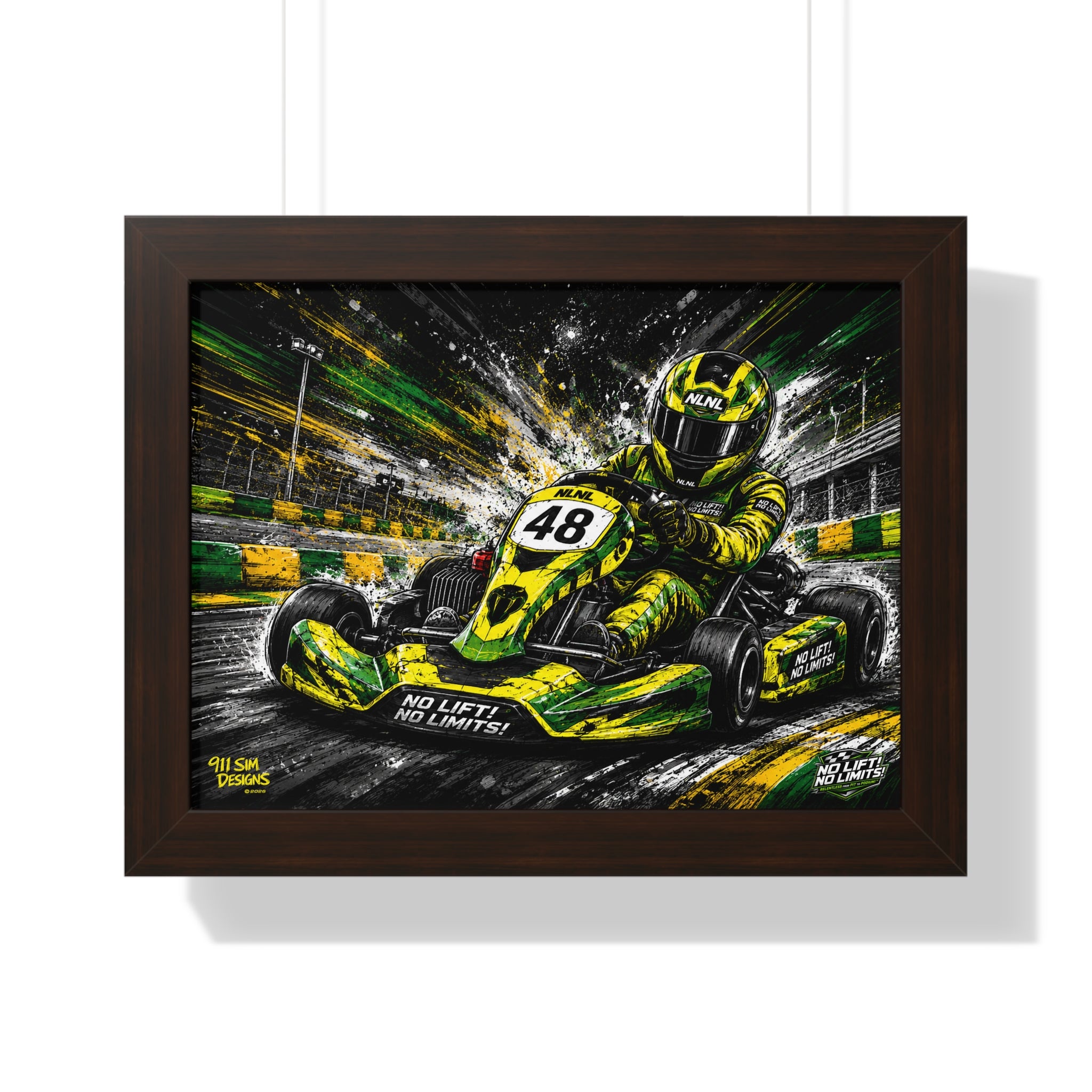 Go-Kart Racing Framed Poster — "No Limits" High-Speed Track Art