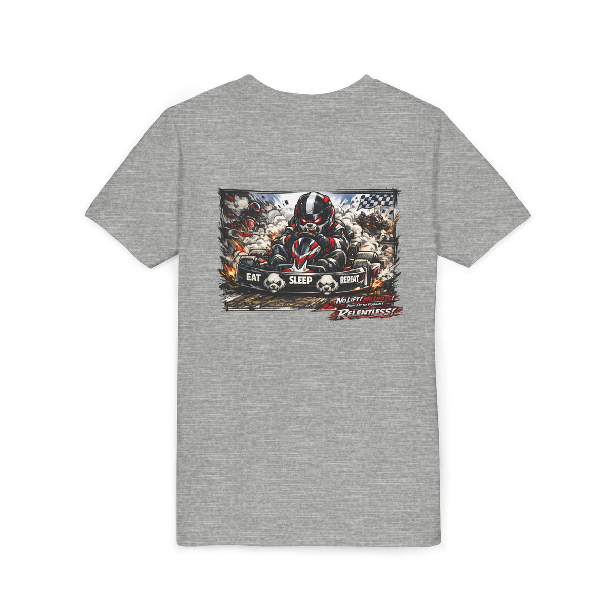 Youth Tee — Eat. Sleep. Race. Repeat. Panda Kart Racing Tee