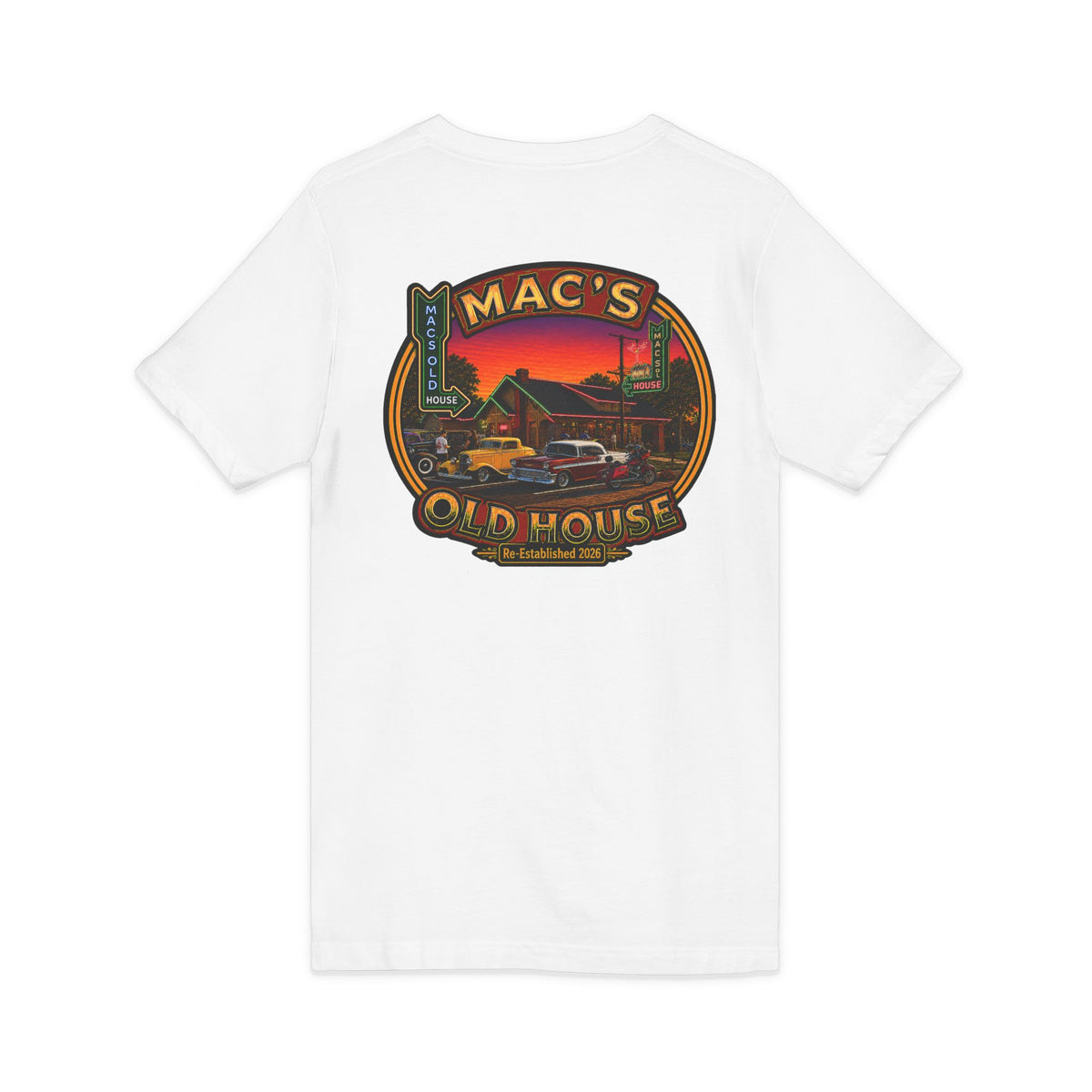 Mac’s Old House Re-Established 2026  V-Neck Tee