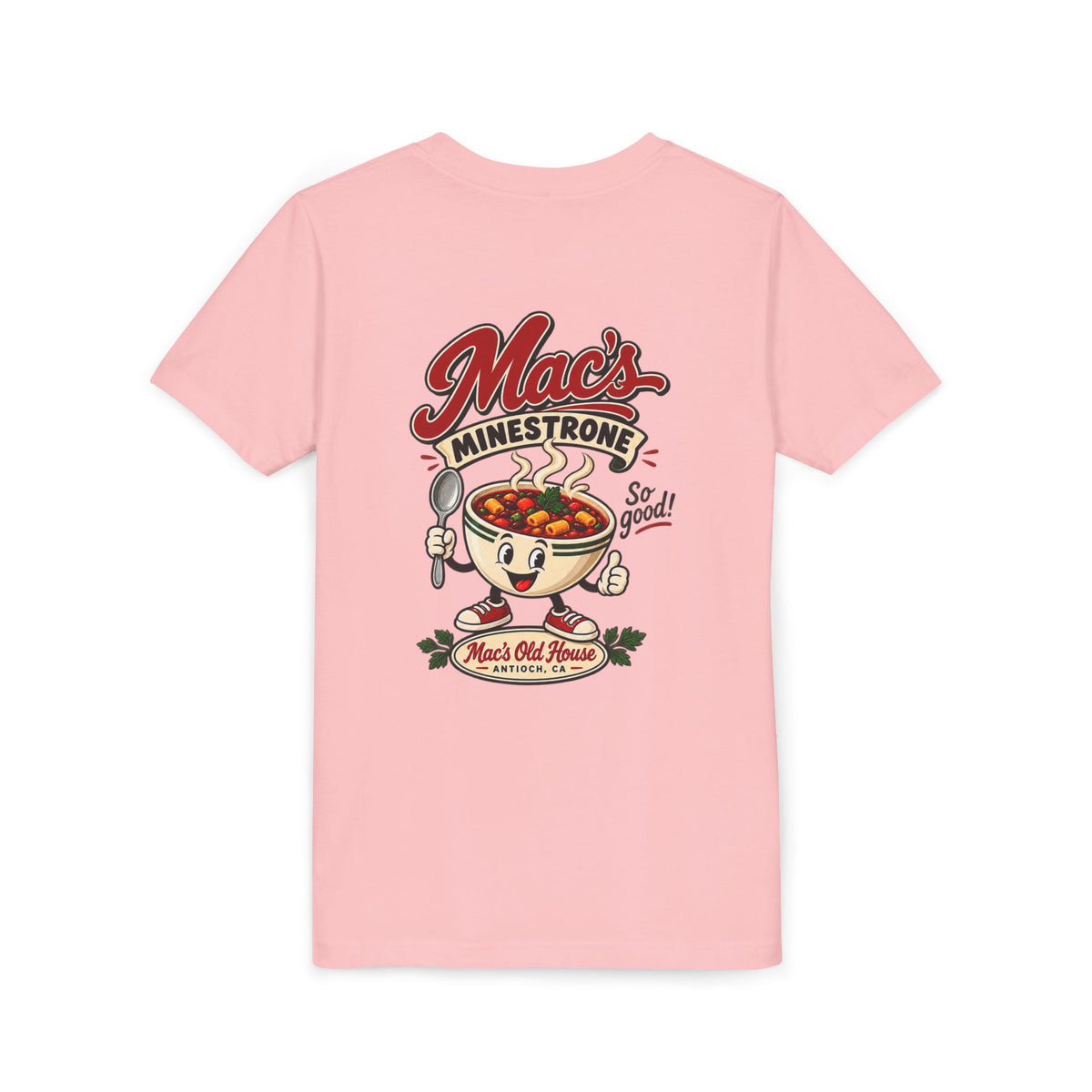 Youth Tee — "Mac's Minestrone" Retro Soup Logo