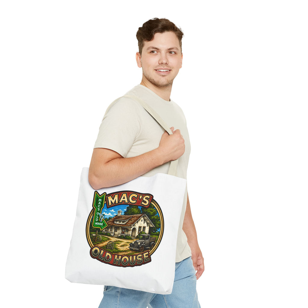 Mac's Old House Tote Bag — Vintage Route 66 Retro Diner Beach Town Carryall