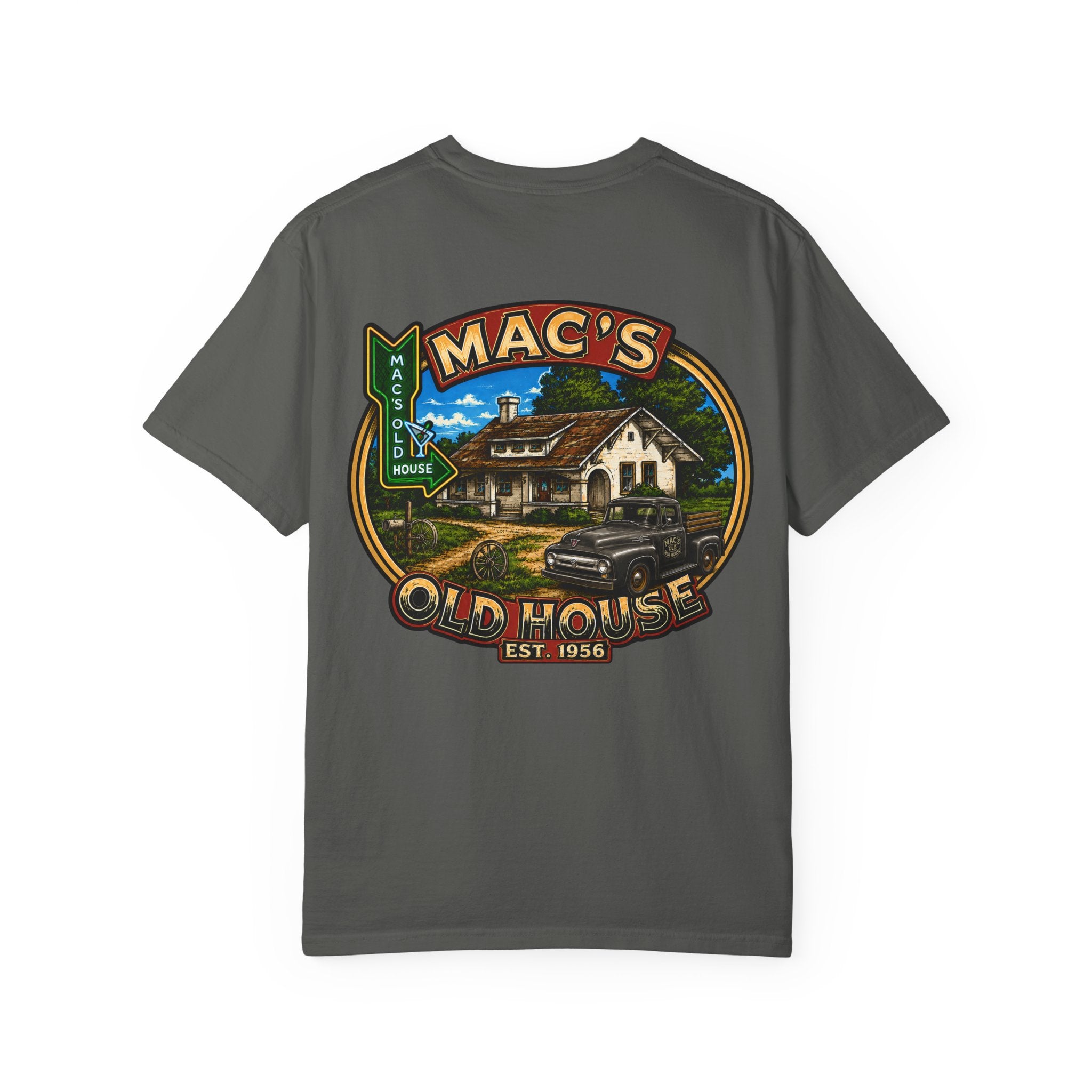 Mac's Old House Vintage T-Shirt — Retro Roadside Diner Graphic Tee