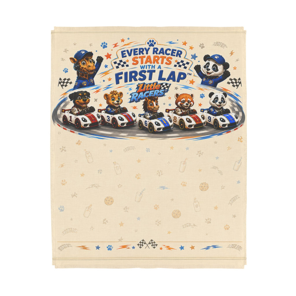 Little Racers™ Woven-Style Coverlet – Every Racer Starts With a First Lap™ Kids Racing Blanket