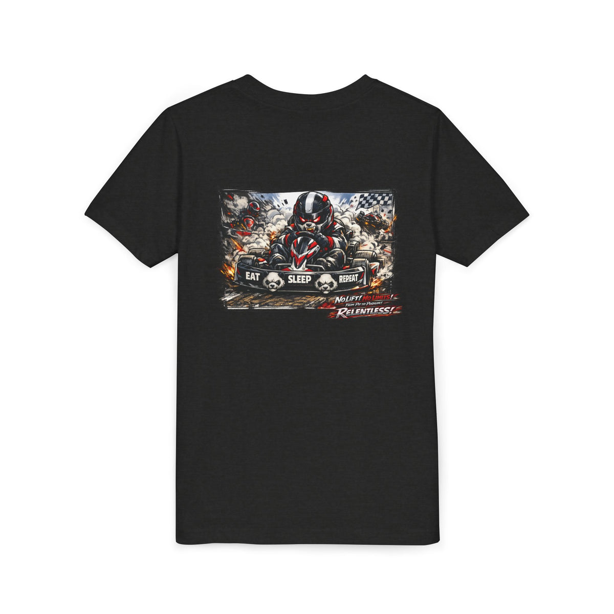 Youth Tee — Eat. Sleep. Race. Repeat. Panda Kart Racing Tee