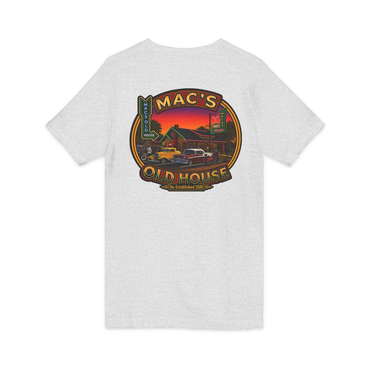 Mac’s Old House Re-Established 2026  V-Neck Tee