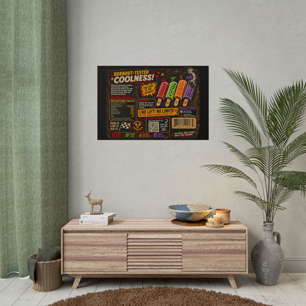 Rolled Poster — Retro 'Burnout-Tested Coolness' Popsicle Label Art