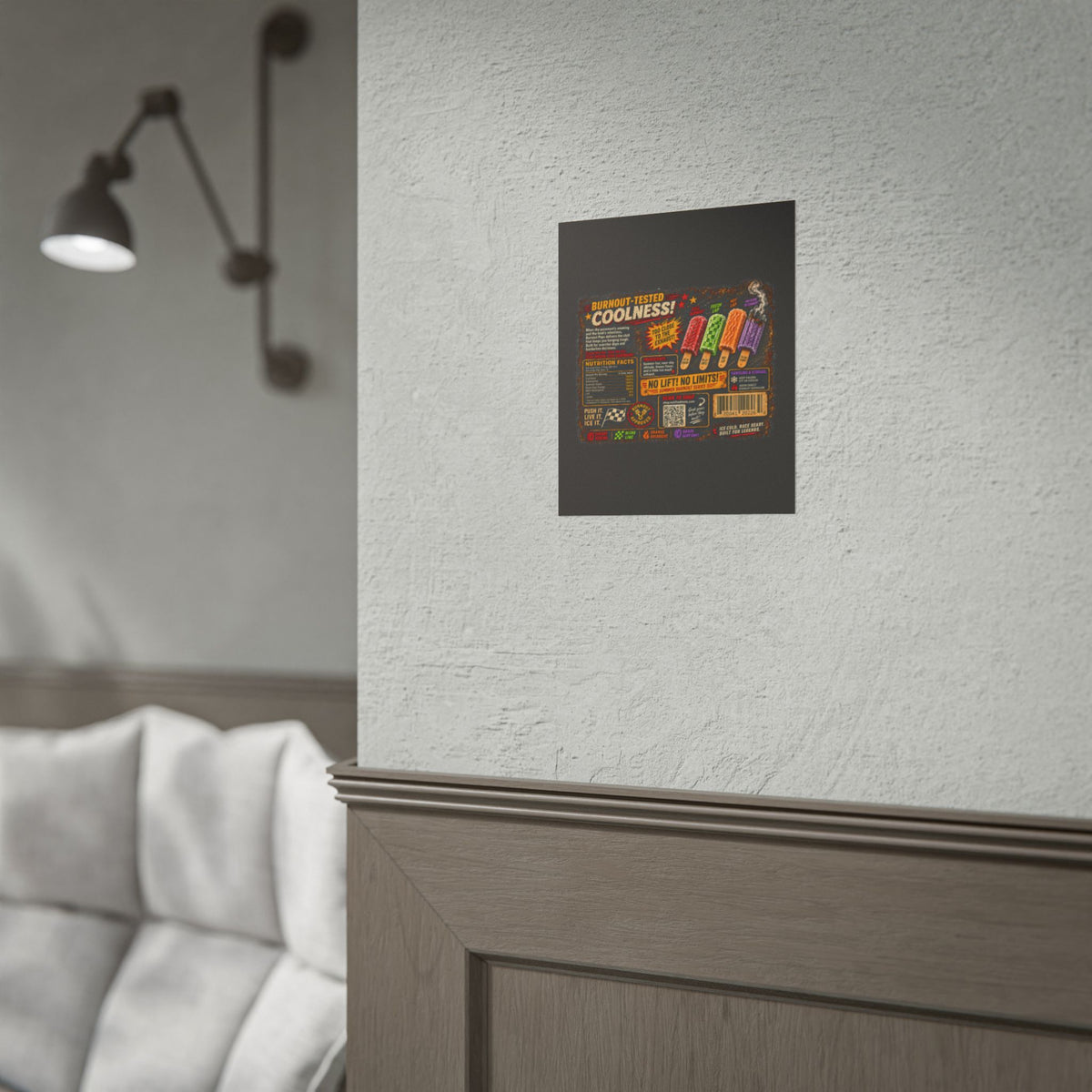 Rolled Poster — Retro 'Burnout-Tested Coolness' Popsicle Label Art