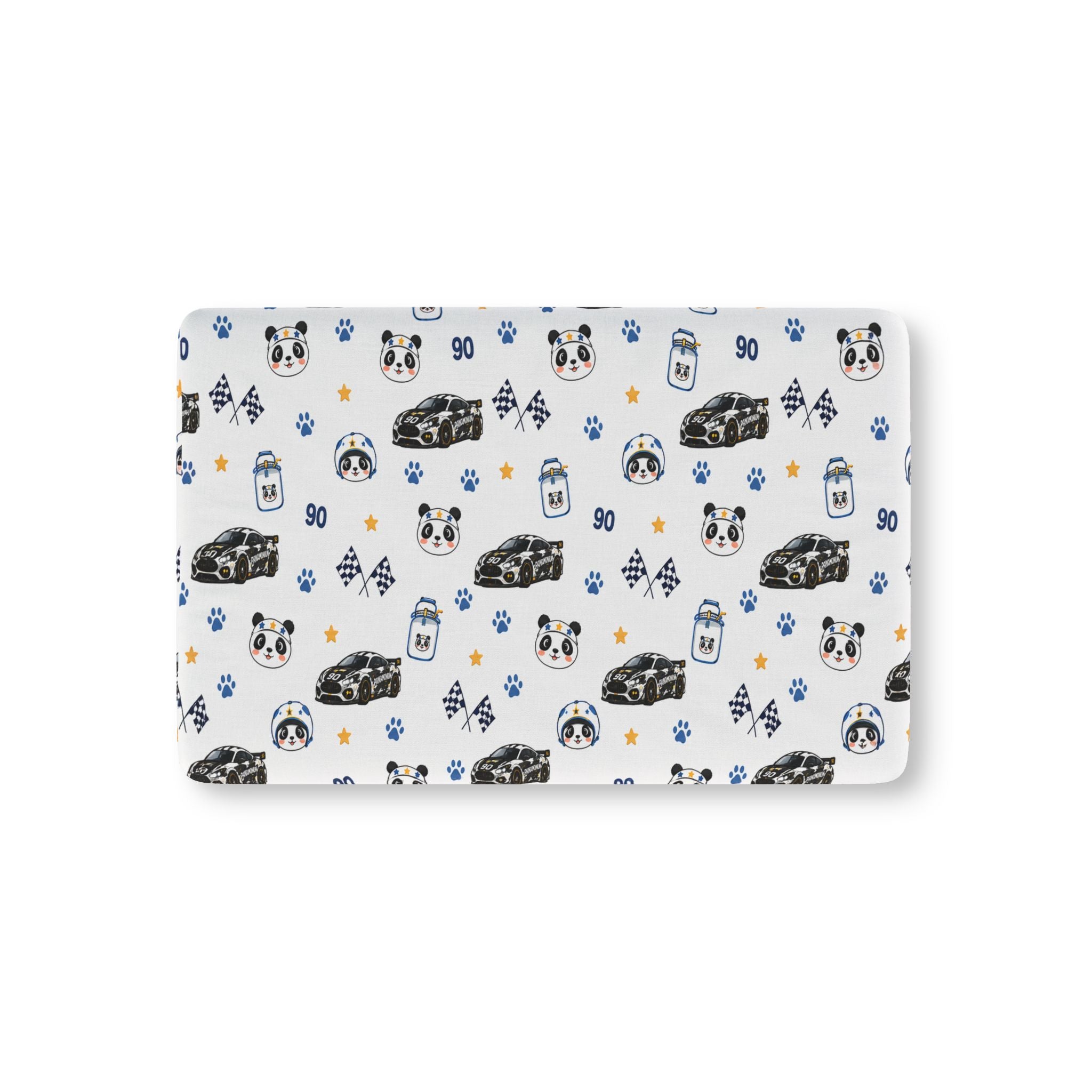 Milk Refill Pit Crew Crib Sheet – Panda Race Car Baby Bedding