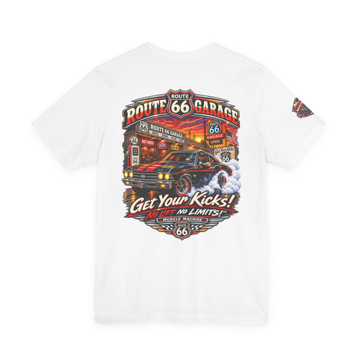 Muscle Car Burnout T-Shirt – Classic American Muscle Graphic Tee | Route 66 Garage