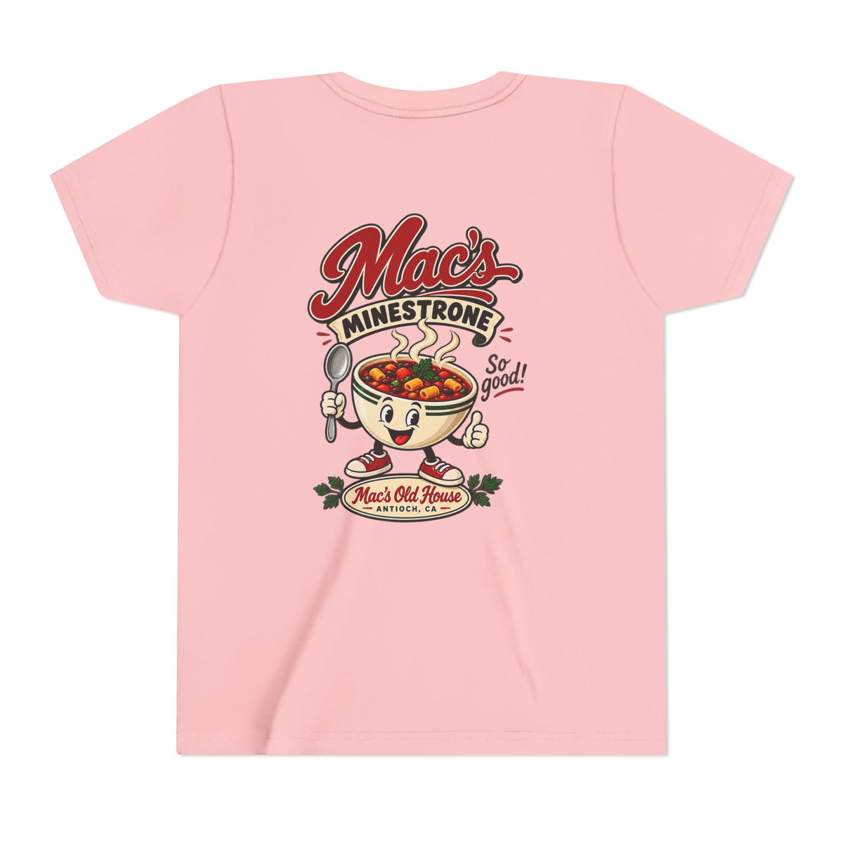 Youth Tee — "Mac's Minestrone" Retro Soup Logo