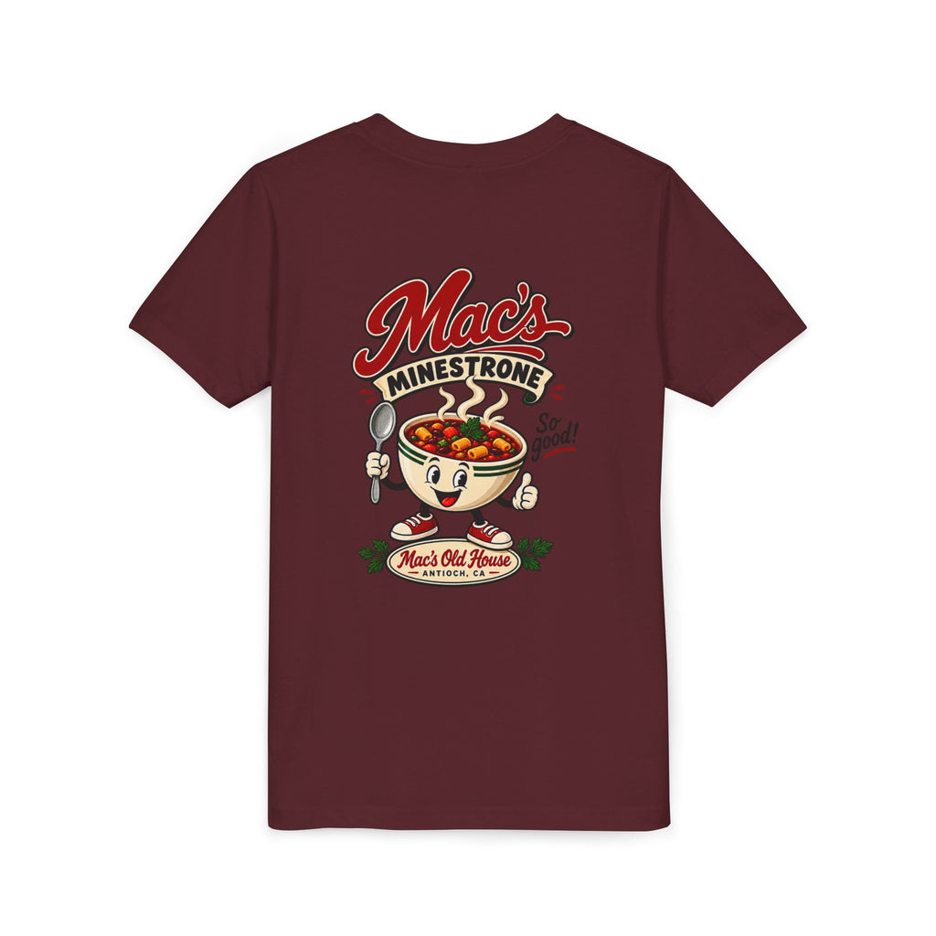 Youth Tee — "Mac's Minestrone" Retro Soup Logo