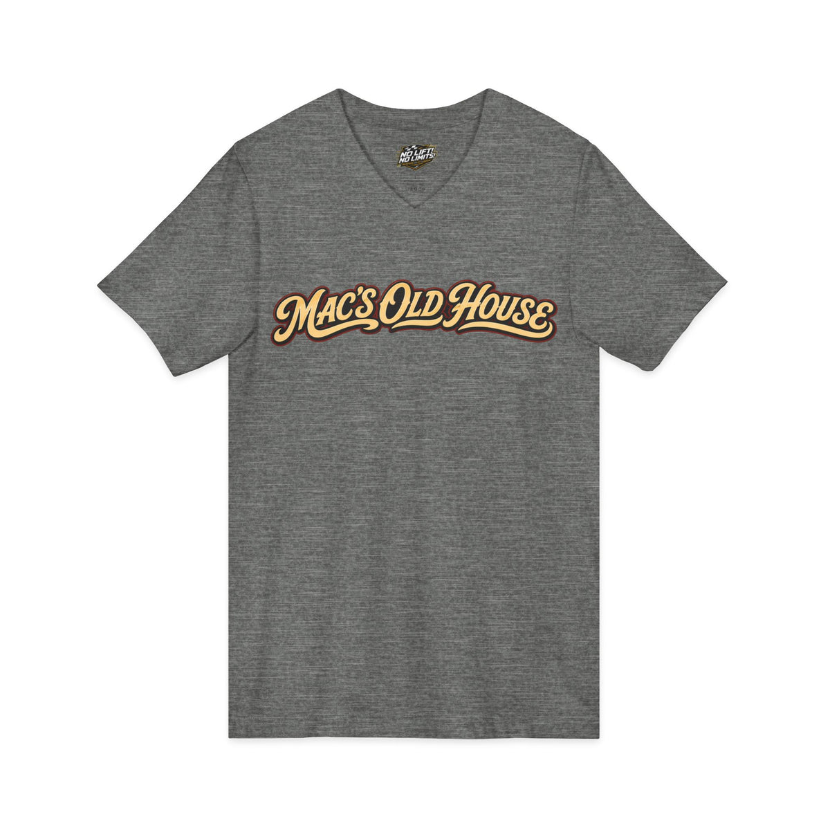 Mac's Old House V-Neck Tee — Retro Diner & Classic Cars Graphic Shirt