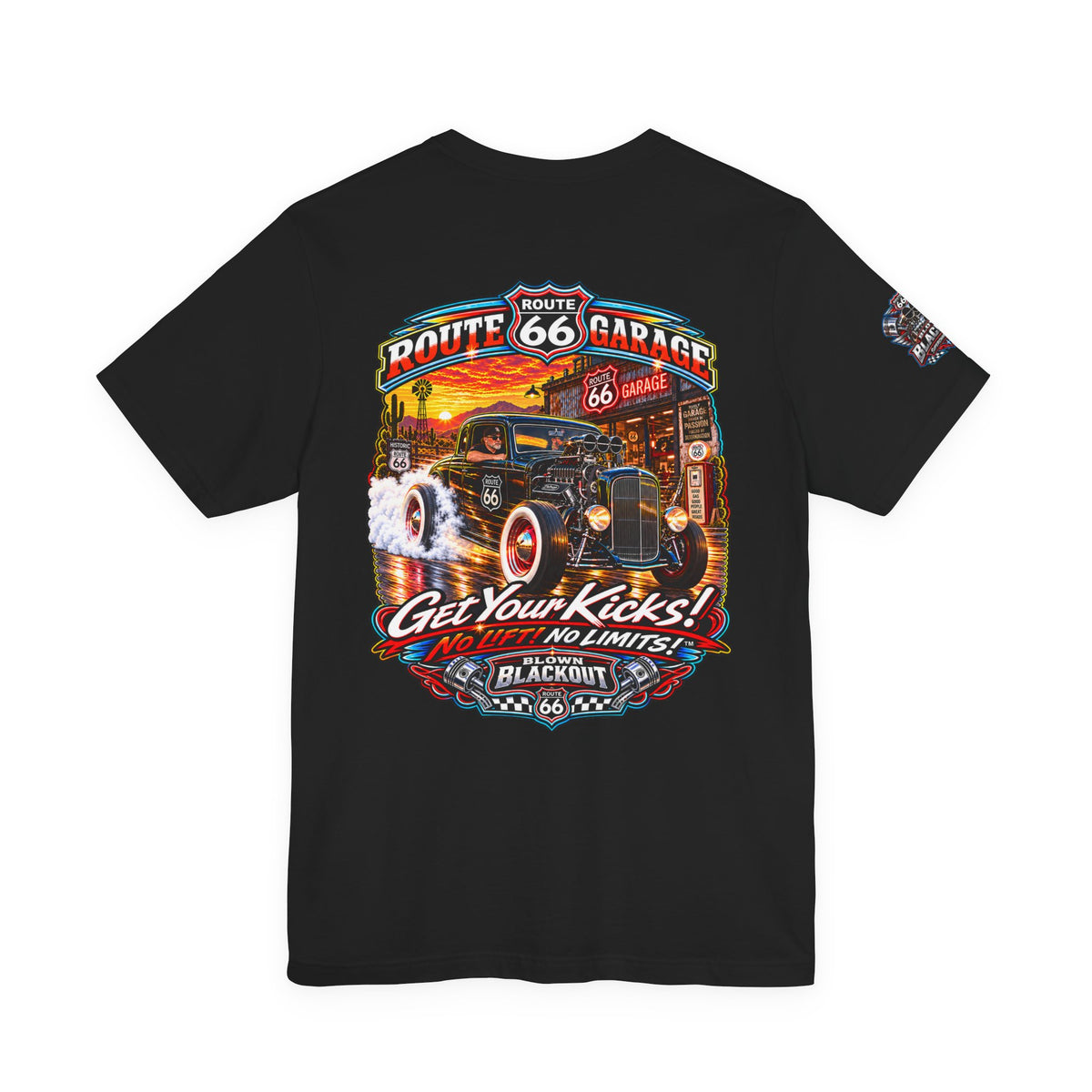Route 66 Garage – Blown Blackout Hot Rod Tee