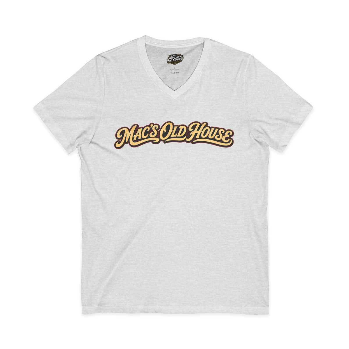 Mac's Old House V-Neck Tee — Retro Diner & Classic Cars Graphic Shirt